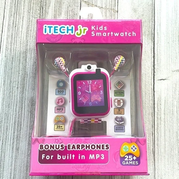 🌈 iTech Junior Girls Earbuds & Smartwatch Set - Rainbow Checker - Picture 1 of 6